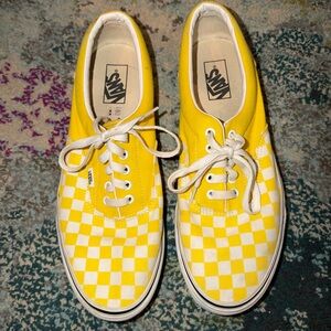 Vans Era Yellow and White Checkered Shoes